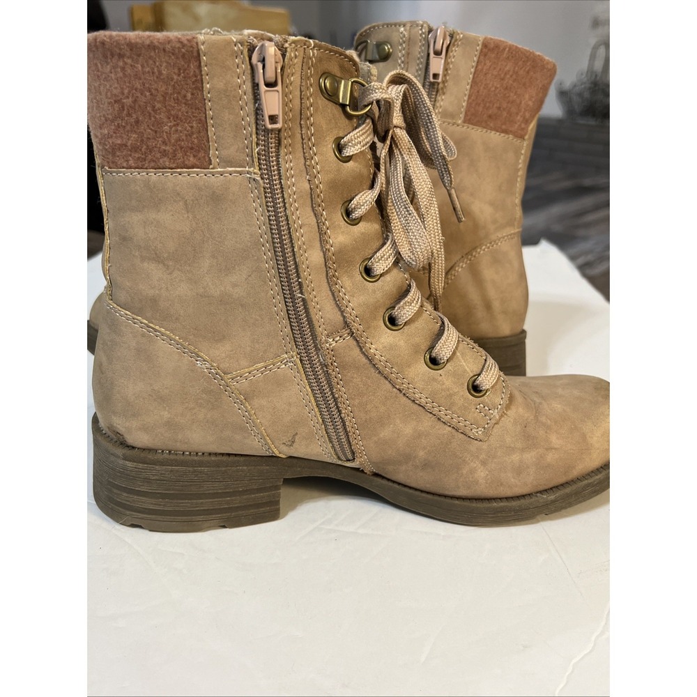 Earth Origins Rowan Lace-Up Side Zip Combat Boots Leather Women's Sz 7.5 - Picture 5 of 16